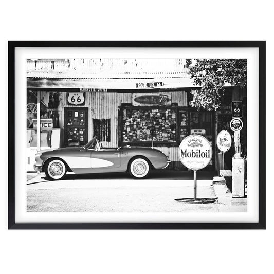 Wall Art's Route 66 Gas Stop Large 105cm x 81cm Framed A1 Art Print
